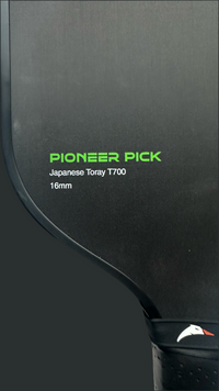 Pioneer Pick 16mm | Toray T700 Raw Carbon Fibre Surface | Beginner Pickleball Paddle | Superior Control