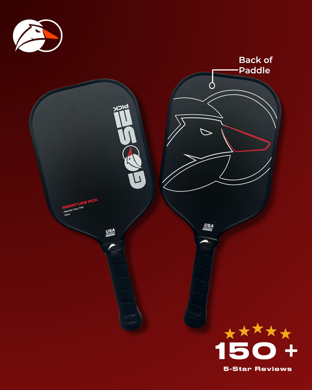 Signature Pick 16mm | Thermoformed | USAPA Approved | Toray T700 Raw Carbon Fibre Surface | Intermediate Pickleball Paddle | Premium Power & Control