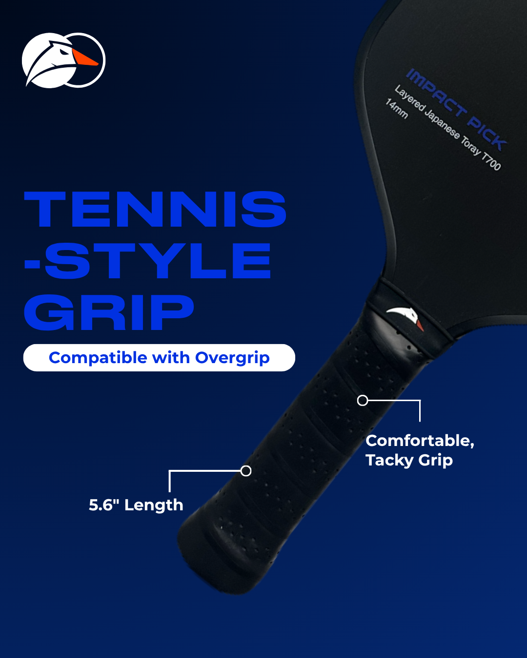 Impact Pick 14mm | Toray T700 Raw Carbon Fibre Surface | Intermediate Pickleball Paddle | High Power Output