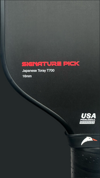 Signature Pick 16mm | Thermoformed | USAPA Approved | Toray T700 Raw Carbon Fibre Surface | Intermediate Pickleball Paddle | Premium Power & Control